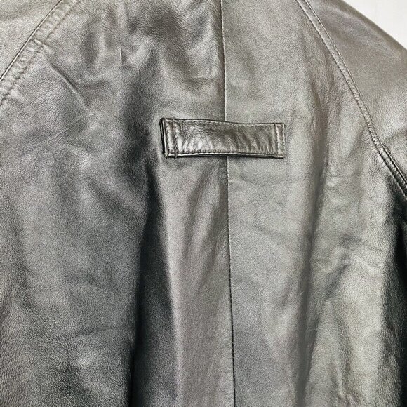 Mens Black Leather Coat  Haggar Size XL Heavy Winter Jacket u - Picture 6 of 12
